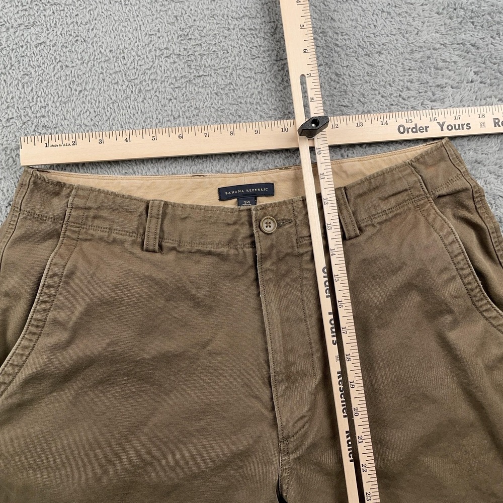 VINTAGE Banana Republic Shorts Mens 34 Brown Canvas Chino Flat Front Casual - Picture 5 of 11